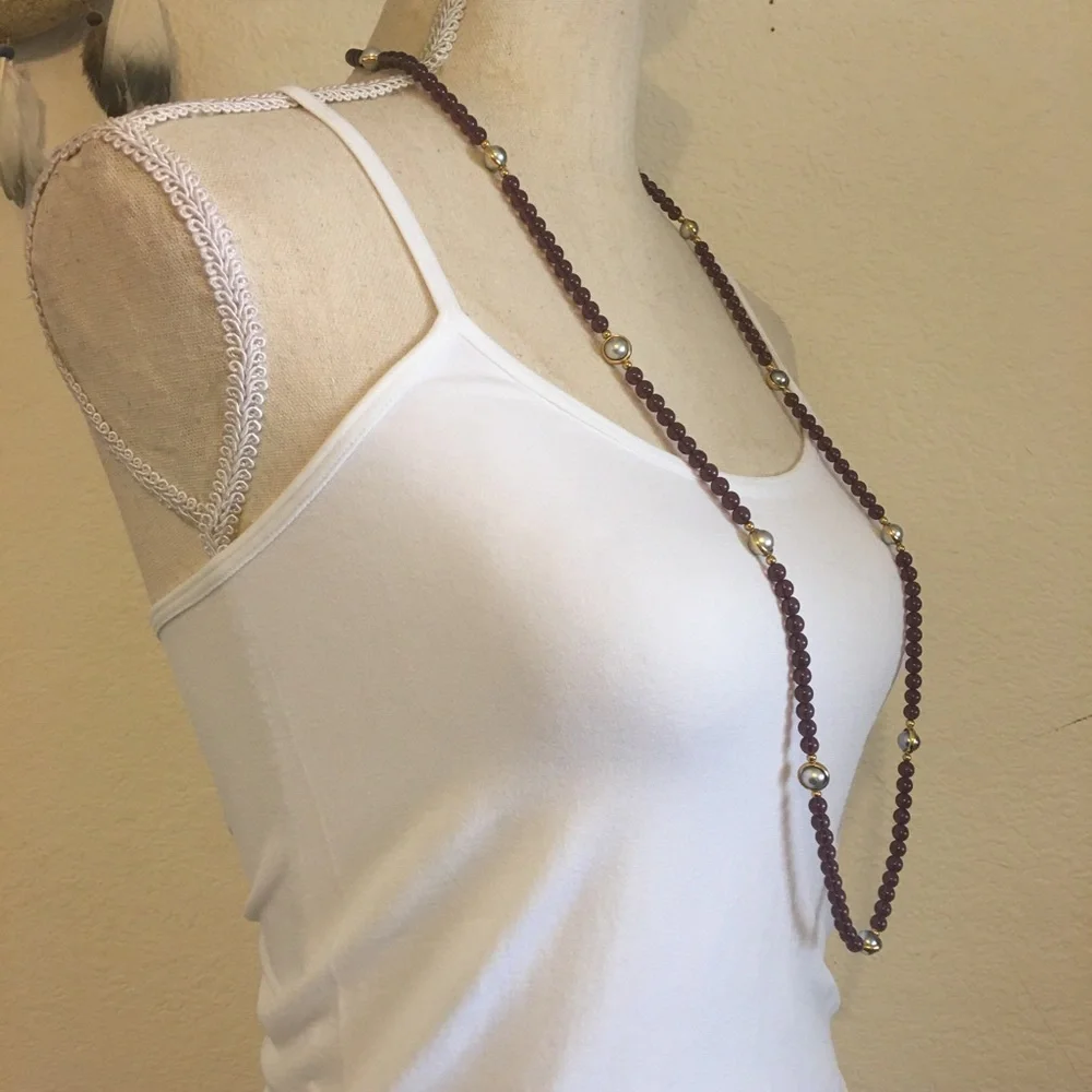 Vintage Avon faux amethyst and swivel pearl bead necklace